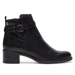 Almafi Black Leather Ankle Boots