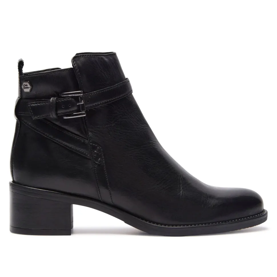 Almafi Black Leather Ankle Boots