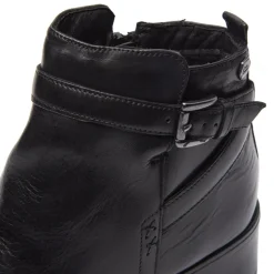 Almafi Black Leather Ankle Boots