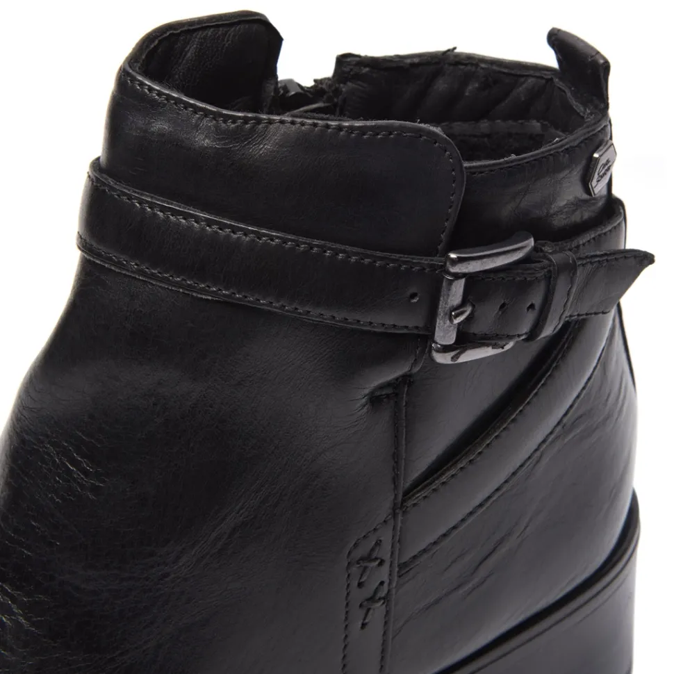 Almafi Black Leather Ankle Boots