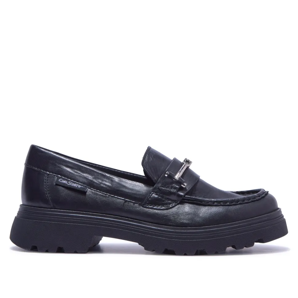 Alsenso Black Leather Loafers