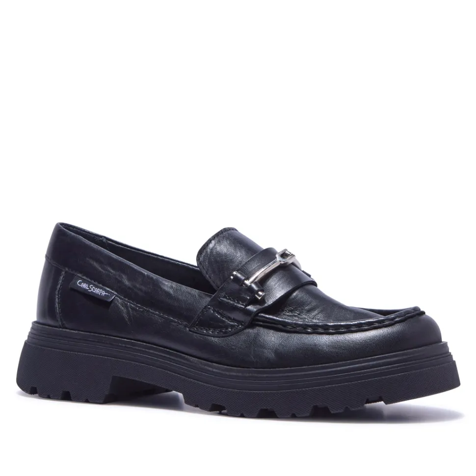 Alsenso Black Leather Loafers