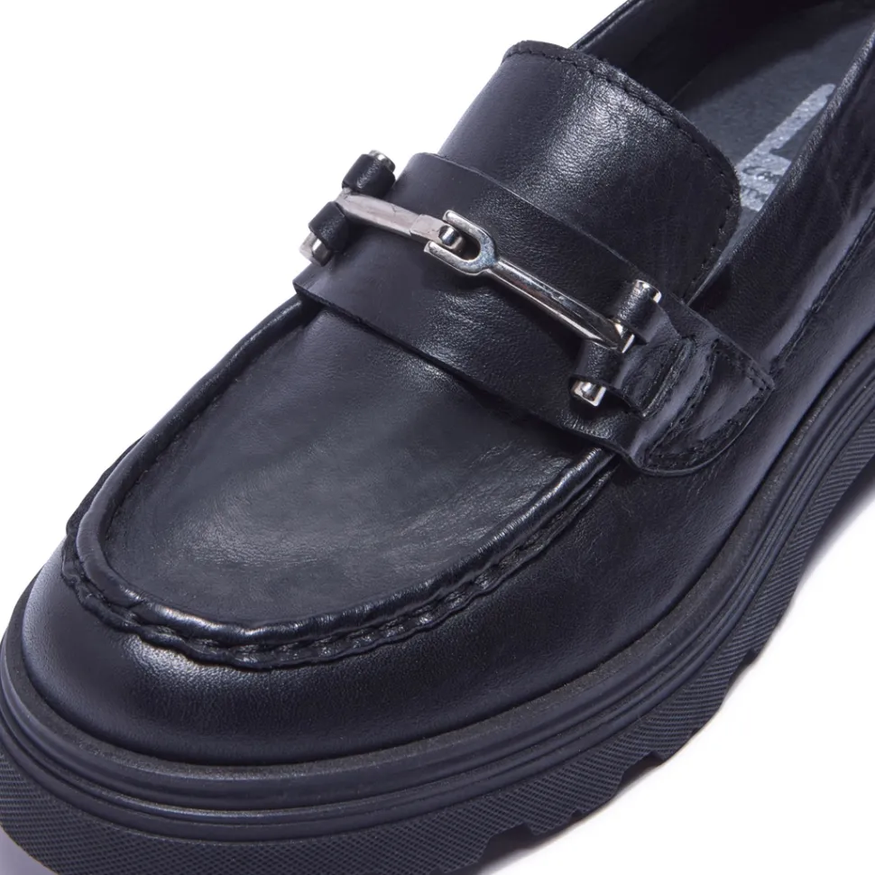Alsenso Black Leather Loafers