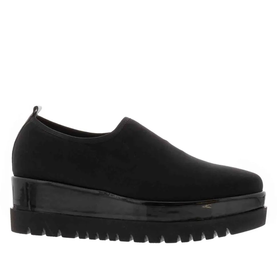 Angelo Black Italian Lycra Wedge Loafers