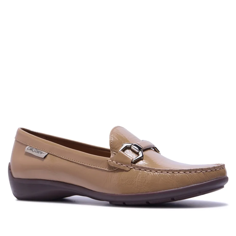 Anglette Beige Patent Leather Loafers