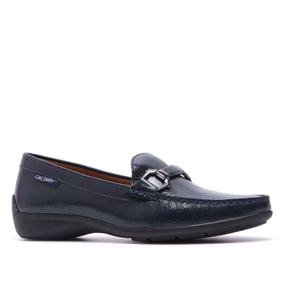 Anglette Navy Patent Leather Loafers