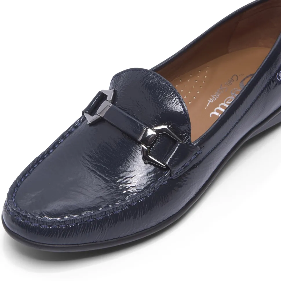 Anglette Navy Patent Leather Loafers