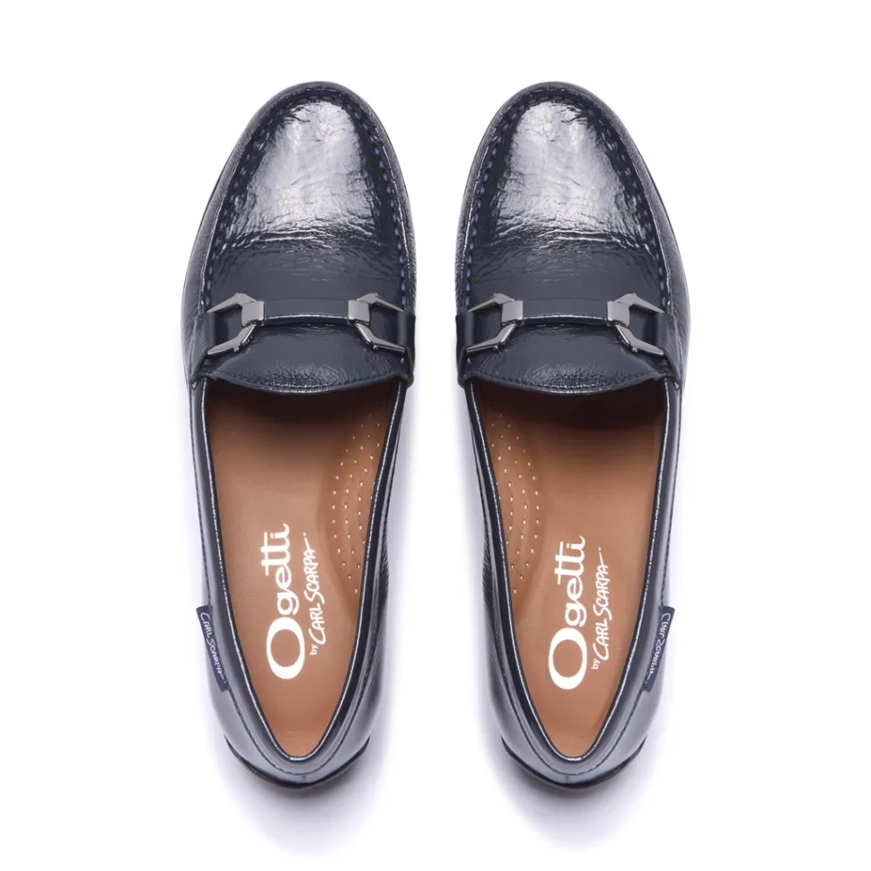 Anglette Navy Patent Leather Loafers