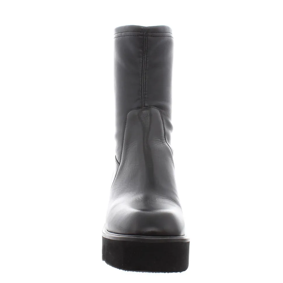 Ariel Black Leather Wavesole Ankle Boots