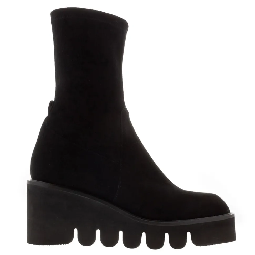 Ariel Black Suede Wavesole Ankle Boots