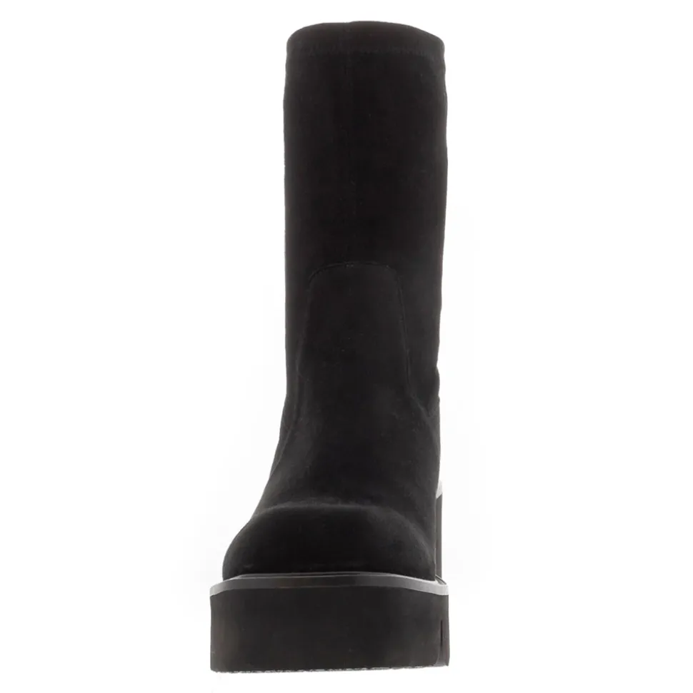 Ariel Black Suede Wavesole Ankle Boots