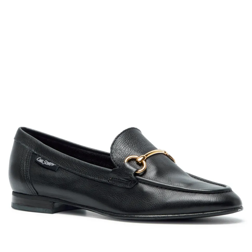 Arlie Black Leather Snaffle Loafers