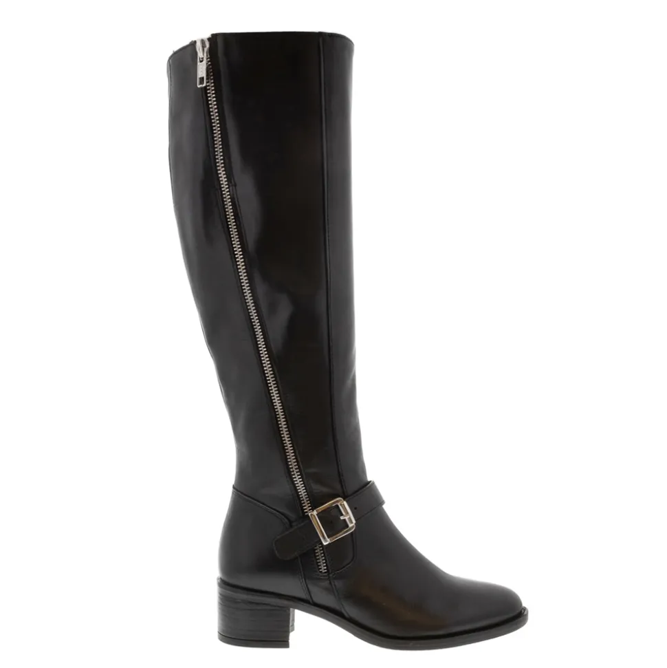Arque Black Leather Knee High Boots