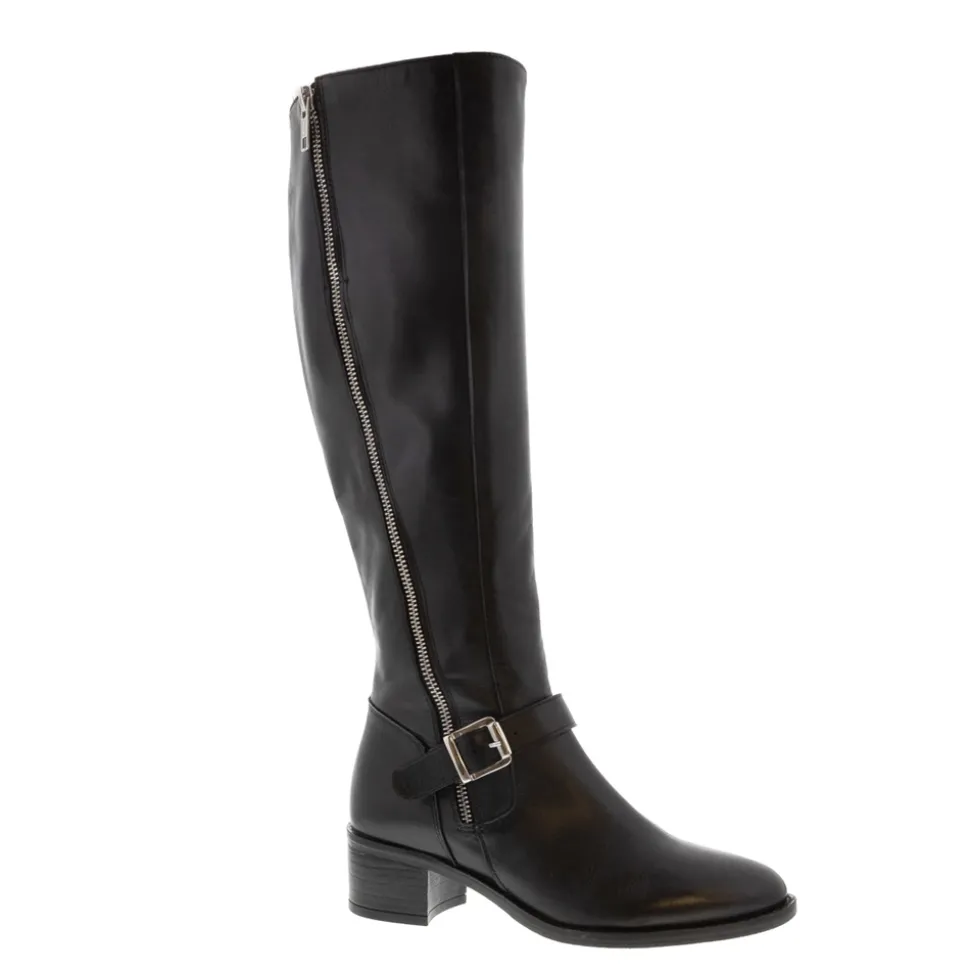 Arque Black Leather Knee High Boots