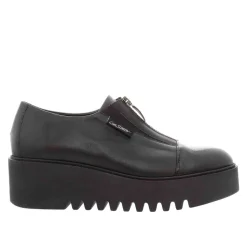 Ash Black Italian Leather Platform Loafers