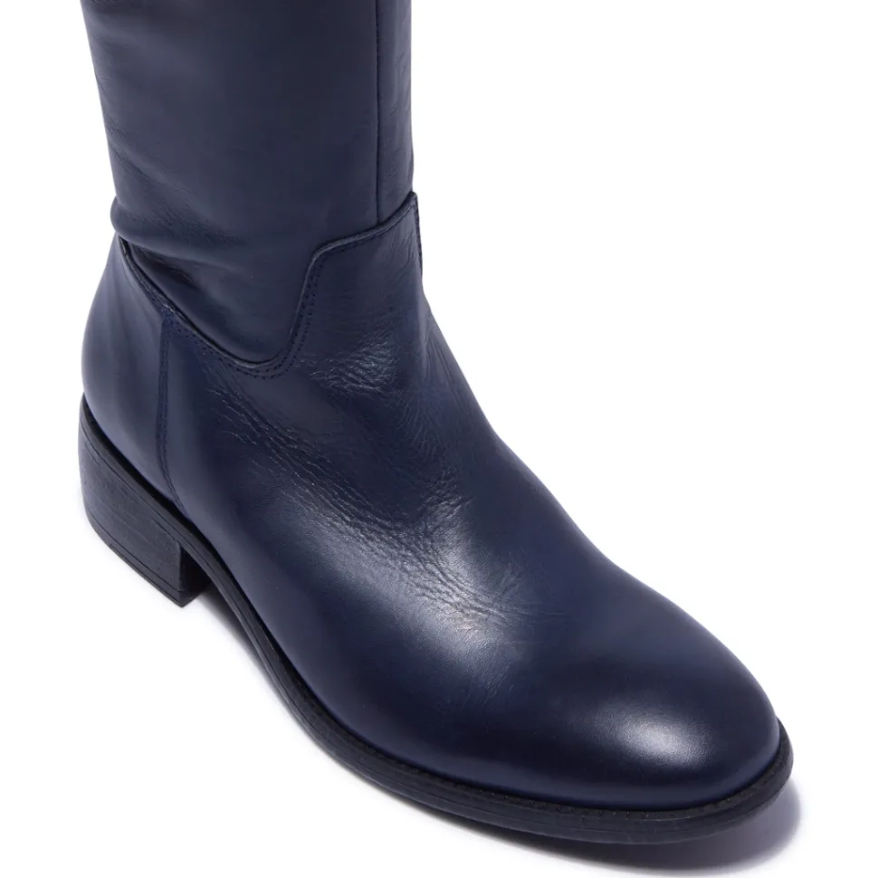 Ashby Navy Leather Boots