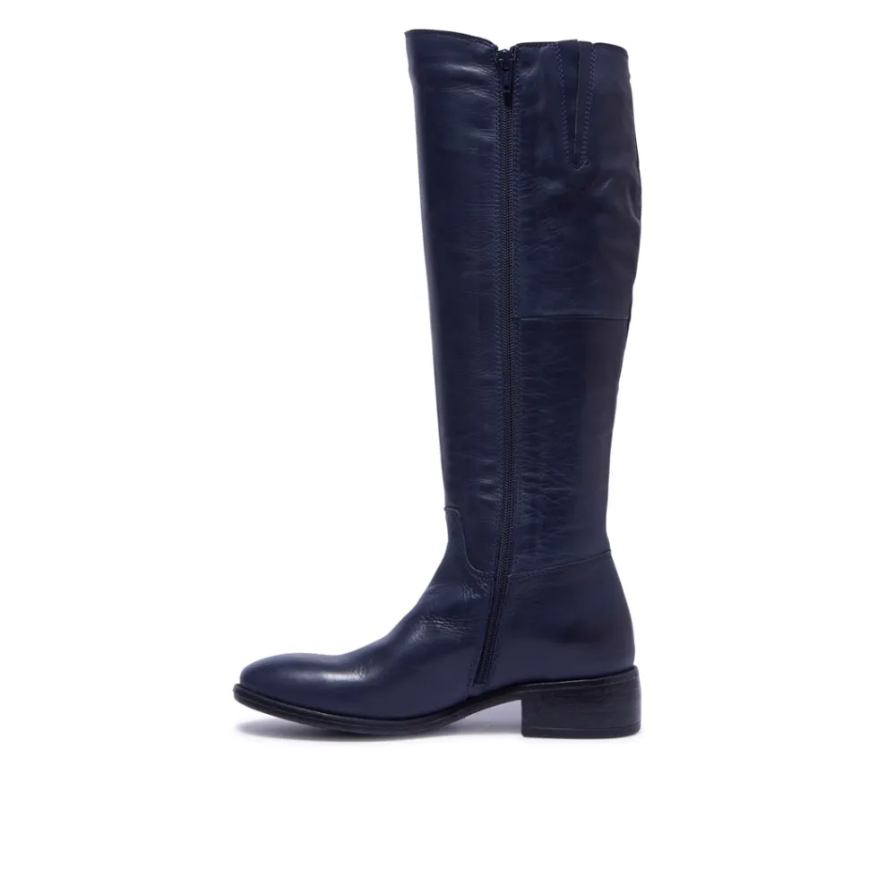 Ashby Navy Leather Boots