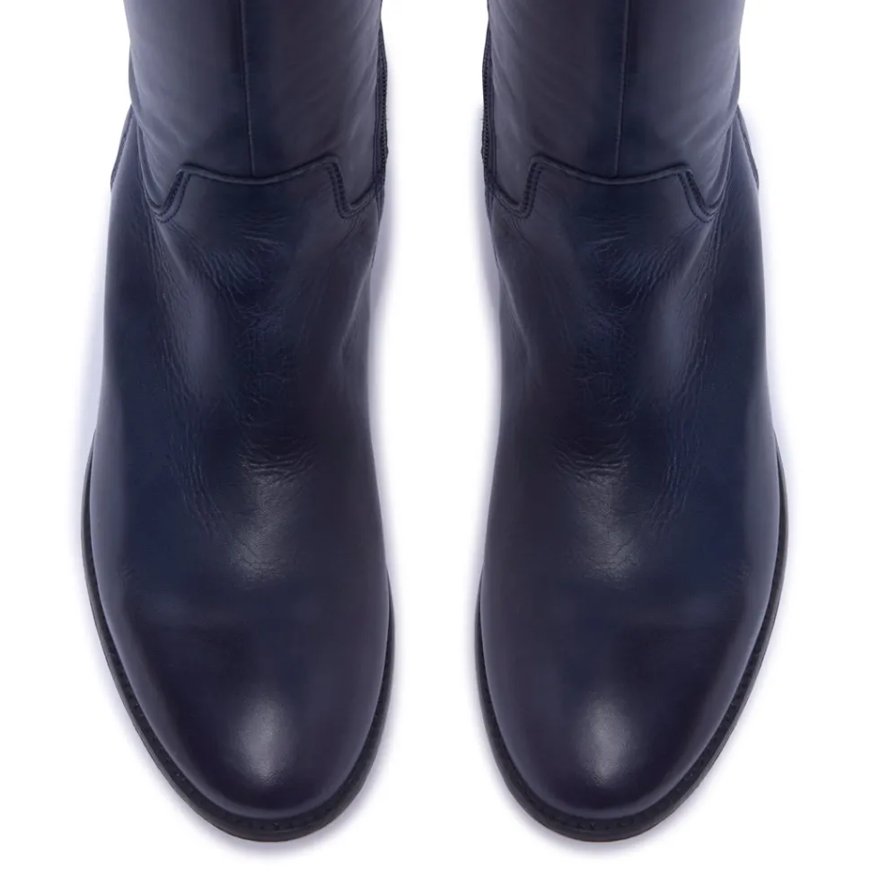 Ashby Navy Leather Boots