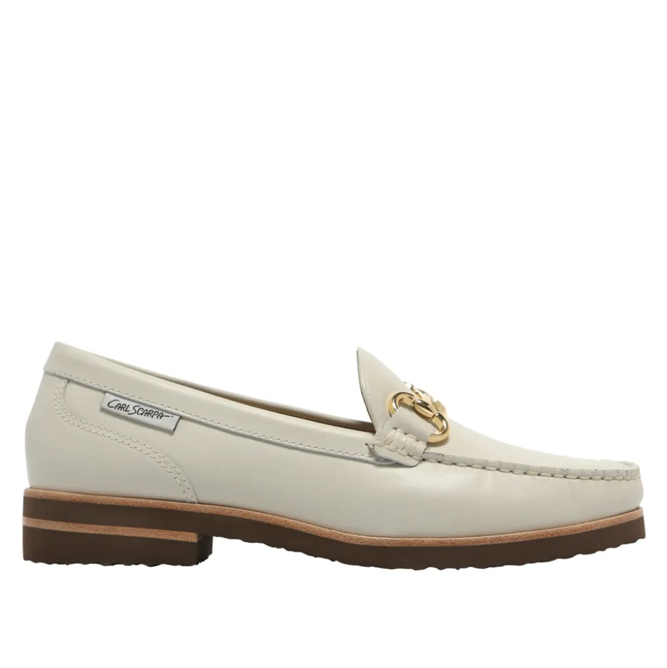 Aubrigo Off White Leather Snaffle Loafers