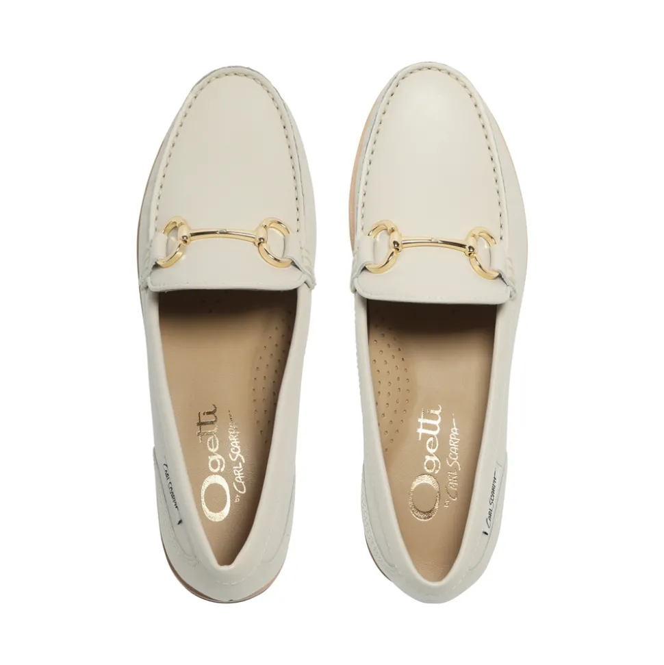 Aubrigo Off White Leather Snaffle Loafers