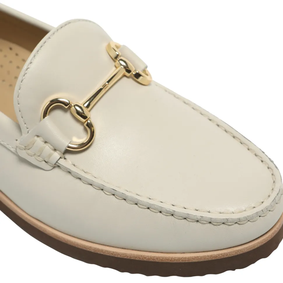 Aubrigo Off White Leather Snaffle Loafers