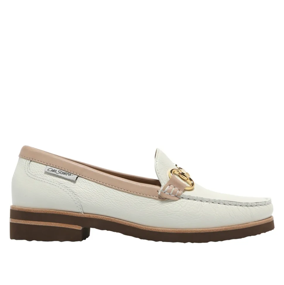 Aubrigo White-Rose Leather Snaffle Loafers