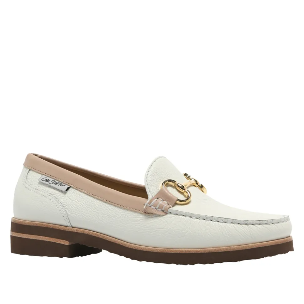 Aubrigo White-Rose Leather Snaffle Loafers