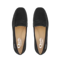 Bettina Black Suede Slip-On Loafers