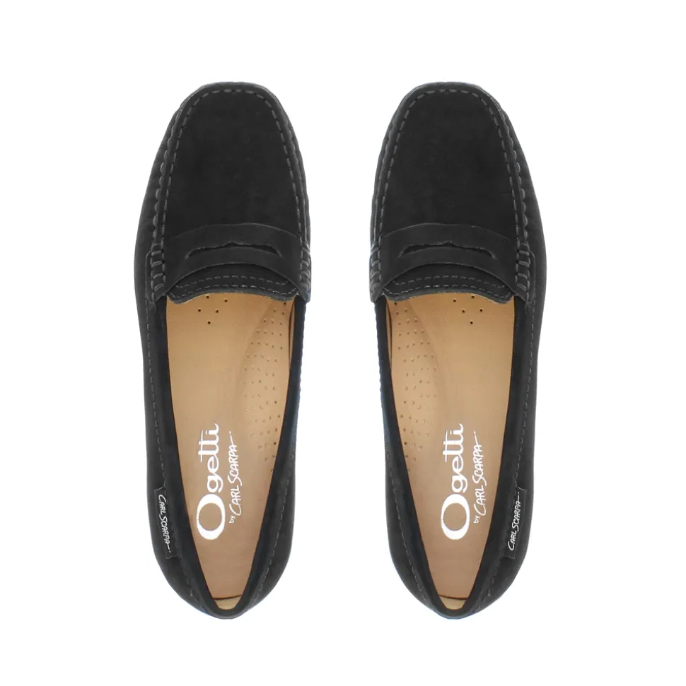 Bettina Black Suede Slip-On Loafers