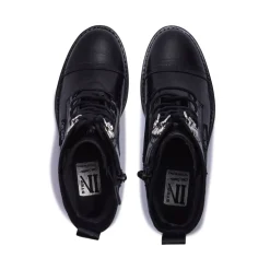 Blanca Black Croc Leather Ankle Boots