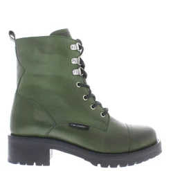 Blanca Chunky Lace-Up Green Leather Ankle Boot