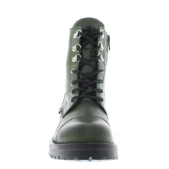Blanca Chunky Lace-Up Green Leather Ankle Boot