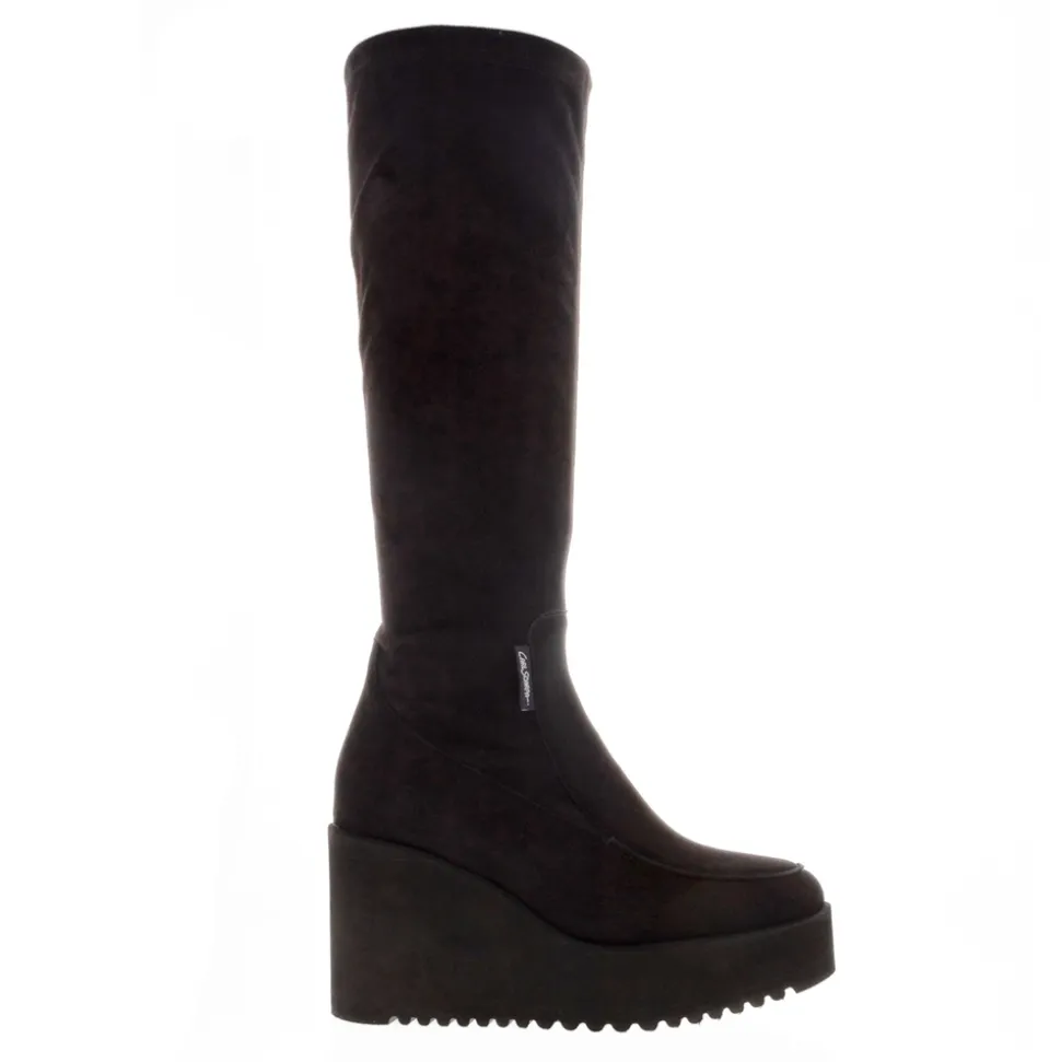 Boahi Black Suede Knee High Boots