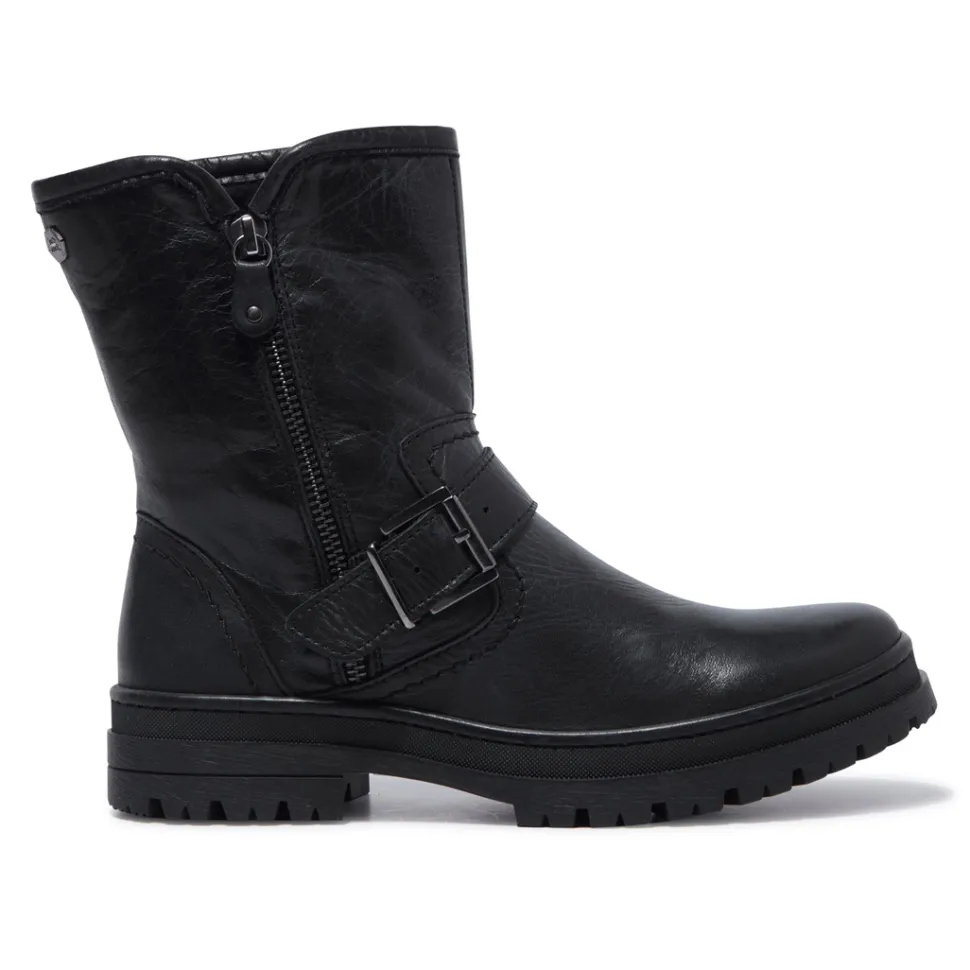 Bollichi Black Leather Ankle Boots