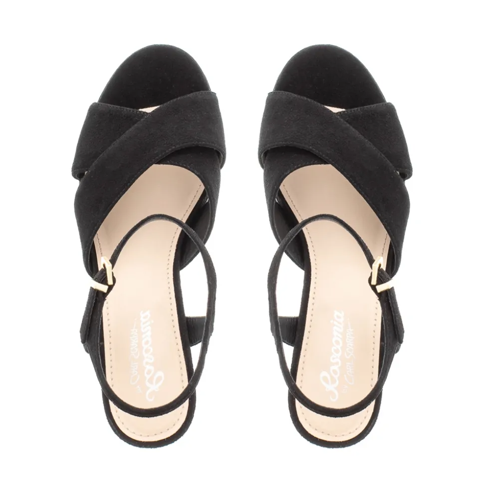 Bowie Black Suede Platform Sandals