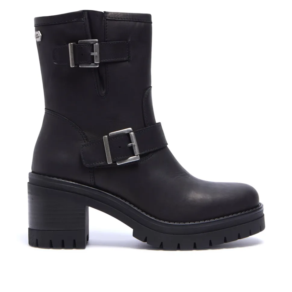 Buona Black Leather Ankle Boots