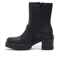 Buona Black Leather Ankle Boots