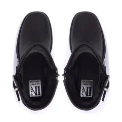 Buona Black Leather Ankle Boots