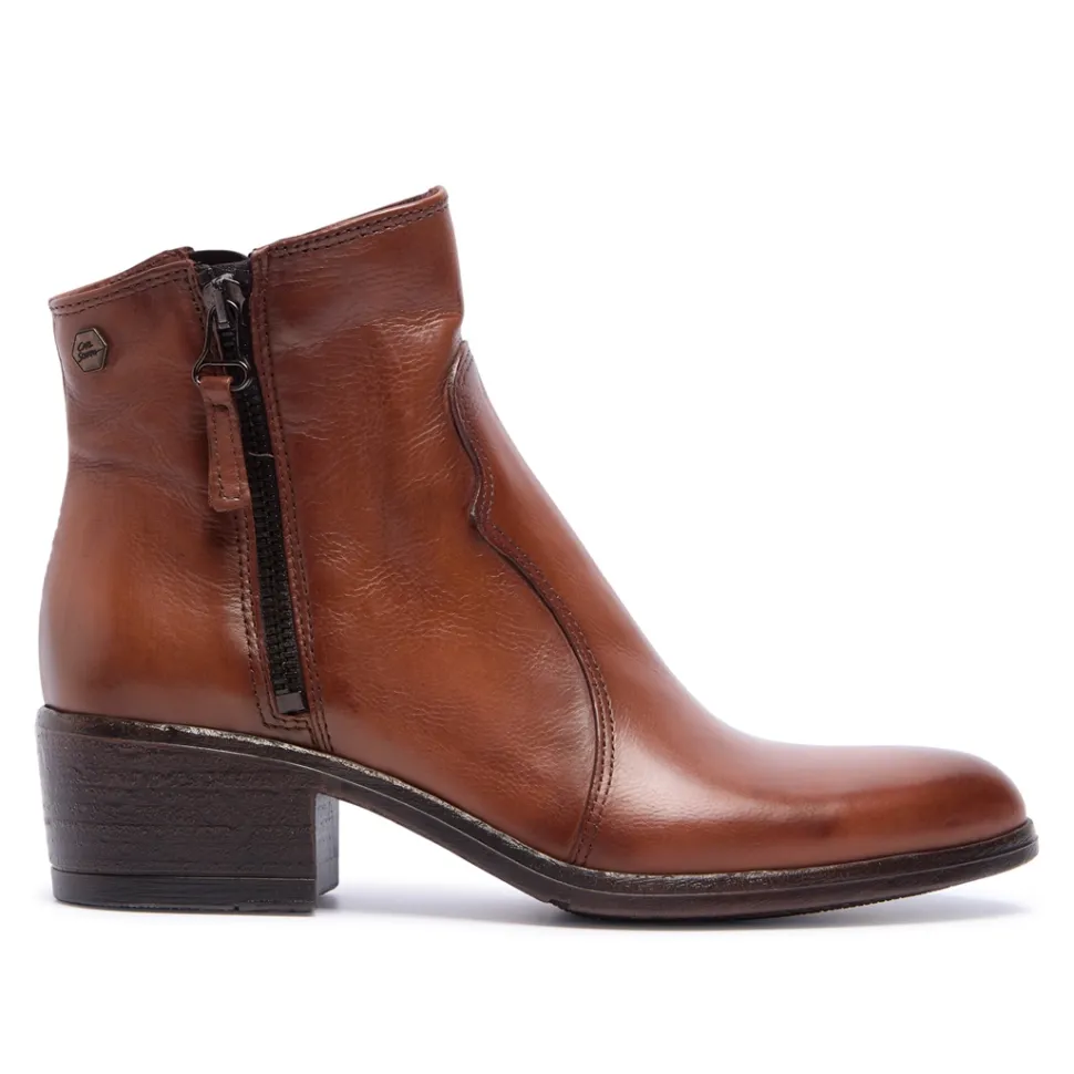 Caliana Tan Leather Ankle Boots
