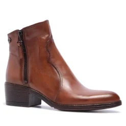 Caliana Tan Leather Ankle Boots