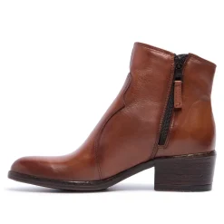 Caliana Tan Leather Ankle Boots