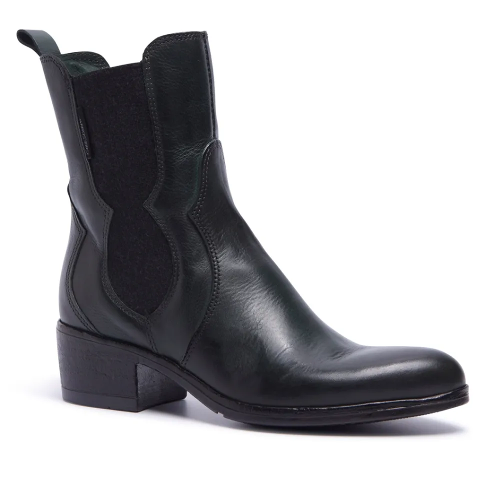 Caprice Green Leather Ankle Boots