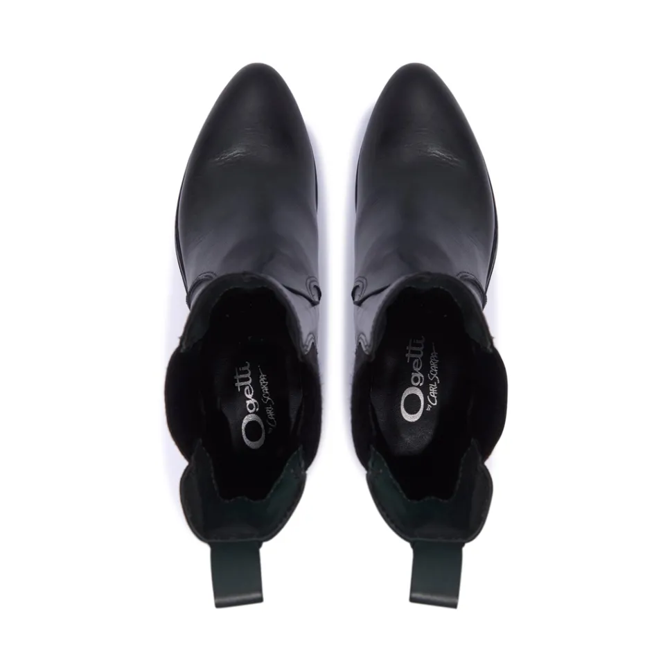 Caprice Green Leather Ankle Boots