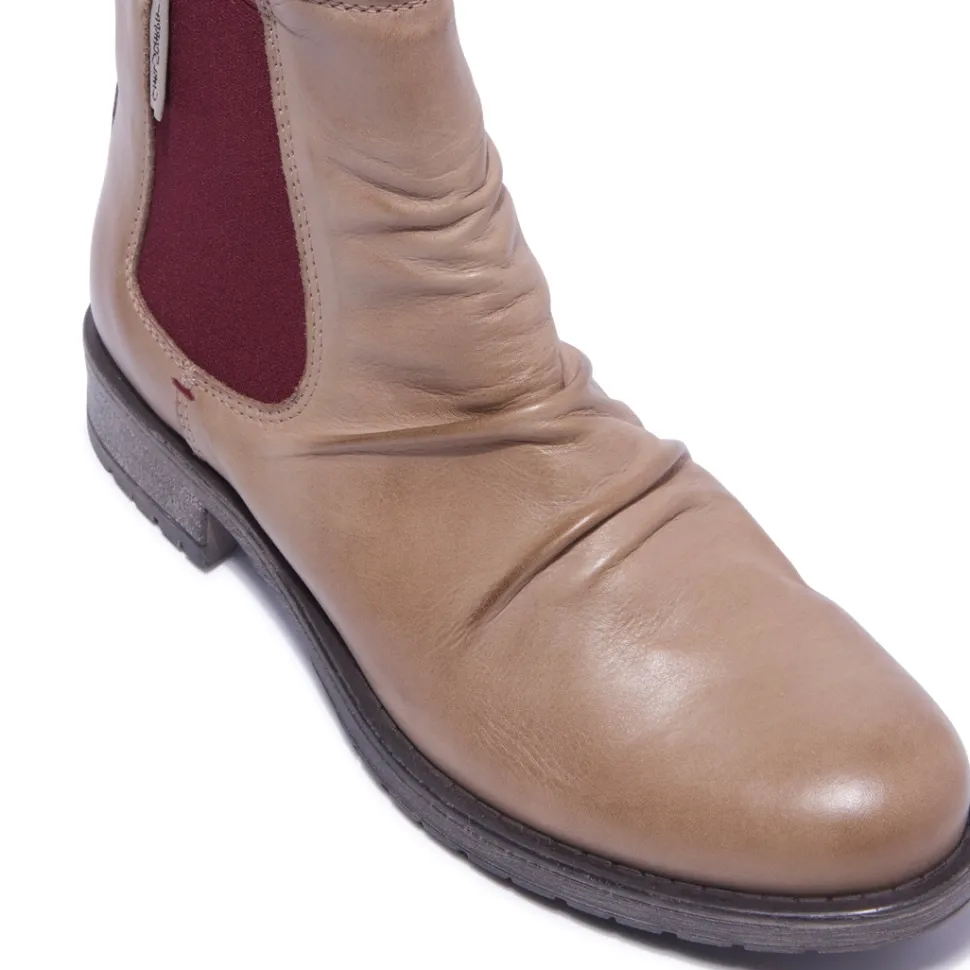 Cavalina Taupe Leather Ankle Boots