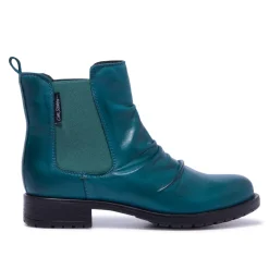 Cavalina Teal Leather Ankle Boots