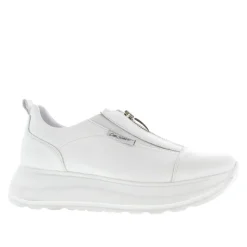 Cestine White Leather Platform Trainers