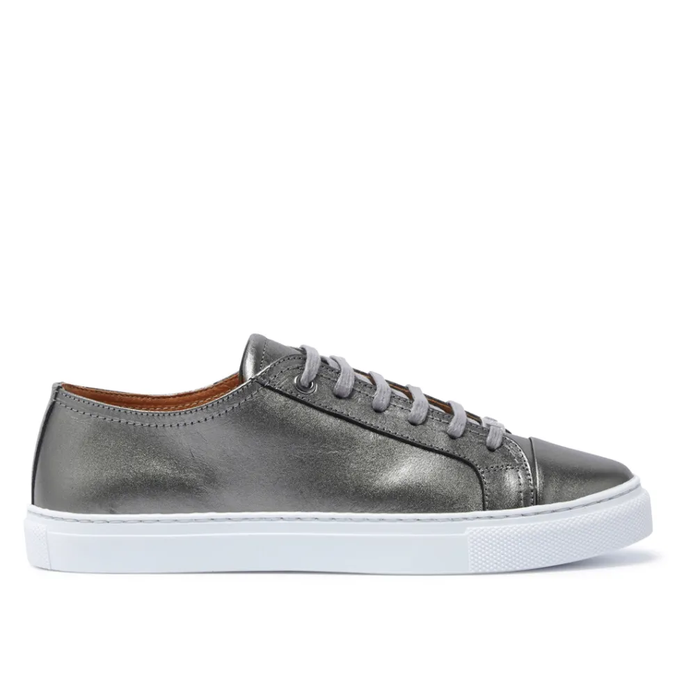Corianne Pewter Leather Trainers
