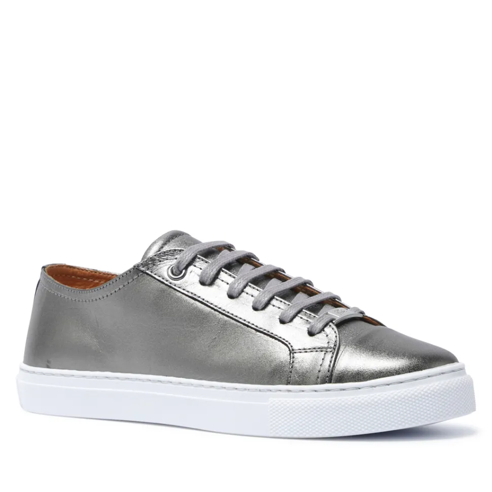 Corianne Pewter Leather Trainers