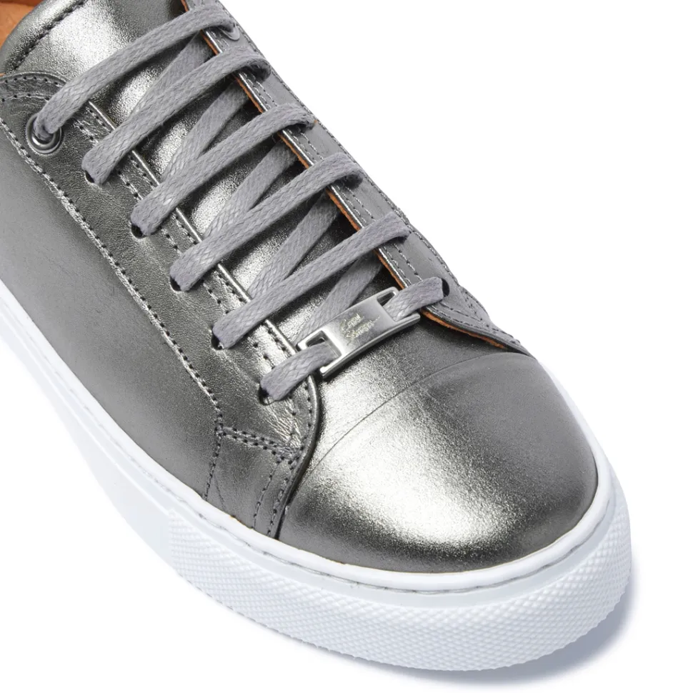 Corianne Pewter Leather Trainers