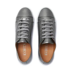 Corianne Pewter Leather Trainers
